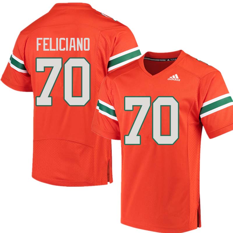 Adidas Miami Hurricanes #70 Jon Feliciano College Football Jerseys Sale-Orange
